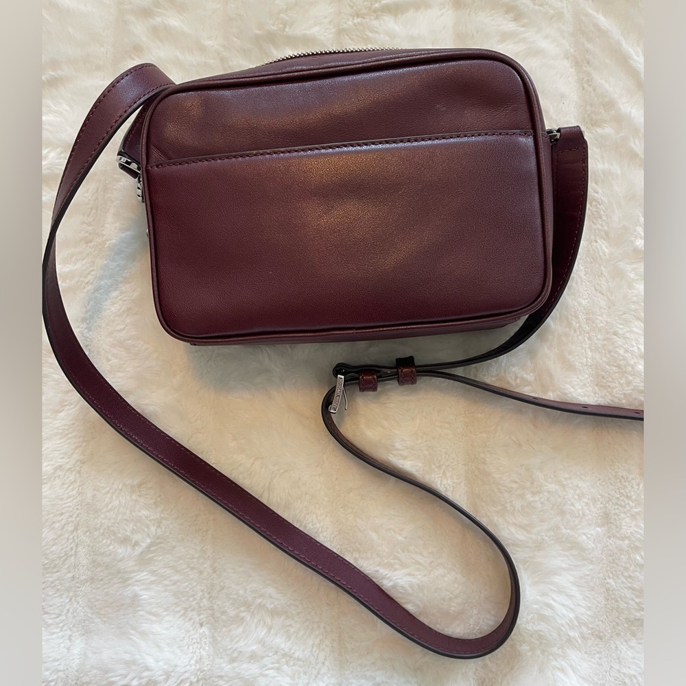 Michael Kors Leather Parker Chain Swag Camera Crossbody Merlot Red /Purple $398 - Picture 9 of 9